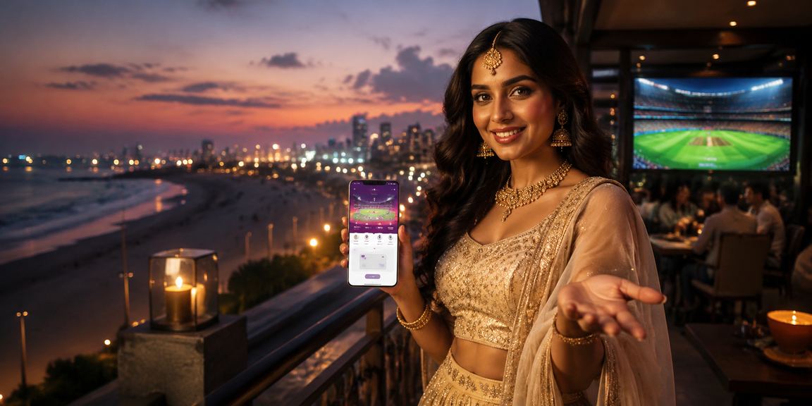 User playing cricket betting on mobile device